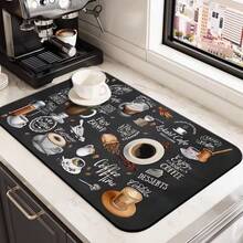 1 Peça Tapete de Silicone para Café Super Absorvente e Antiderrapante para Cafeteira, Máquina de Espresso, Dispensador de Água, Bancada de Cozinha, À Prova de Óleo e Resistente ao Calor, Presente de Natal - Preto - Visão 5