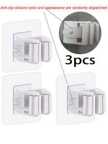 3 pezzi Supporto per scopa e mocio, montato a parete, morsetto per scopa autoadesivo, senza bisogno di forare, adatto per casa, giardino, garage e spazio di stoccaggio, per appendere scope e paletta - Multicolore - Visualizzare 14