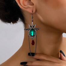 Minimalist European & American Bat Tassel Rhinestone Hollow Gothic Style Earrings, Vintage Holiday Earrings - Multicolor - View 2