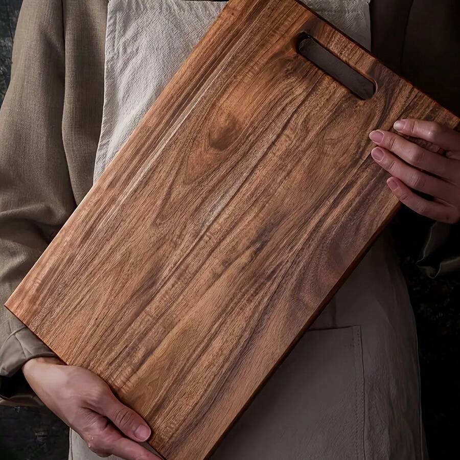 Acacia Wood Cutting Board - Ideal For Meat, Cheese, Bread, Vegetables & Fruits | Food- Kitchen Essential With Serrated Edge & Handle | Perfect Mother's Day Gift For Home Chefs, Multipurpose Kitchen Tool, Elegant Design, Kitchenware