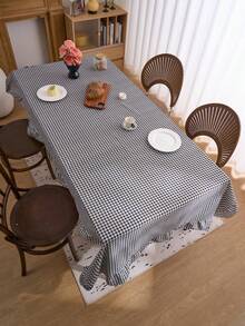 1pc Elegant Plaid Ruffle Edged Tablecloth, Farmhouse Style, Suitable For Kitchen, Dining Table, Coffee Table, TV Stand, Entryway, Holiday Party, Birthday, Wedding, Office Desk, Photography Backdrop, All Season - Black - View 8