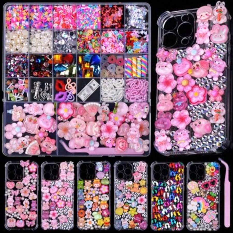 3980 Pcs Junk Case Charms Kit For Phone CaseSlime Craft Cute Nail Art Charms - C1#樣式 3 - 查看 1