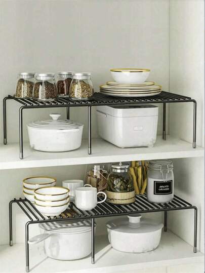 1 pieza Estantería metálica expandible definitiva - Ahorro de espacio, súper resistente, almacenamiento ajustable, adecuada para cocina, despensa y armarios - Estantería para especias antideslizante y antioxidante, excelente para uso doméstico y restaurantes