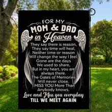 1pc, Memorial Garden Flag For My MOM & DAD In Heaven Garden Flag 12x18 Double Sided Garden Flag, Small Burlap Commemorate Garden Yard Flags Cemetery Decorations For Grave Outdoor (ONLY FLAG) - Multicolor - View 4