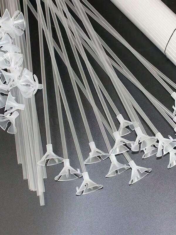 Palos transparentes para globos de 40 cm - Palos de plástico para globos de fiesta para bodas, cumpleaños y otras ocasiones. Accesorios para llenar y decorar globos para el Día de San Valentín, el Día del Padre, el Día de la Madre, Halloween, fiestas de Navidad. Soportes reutilizables para globos con tazas, adecuados para decoraciones navideñas, bodas, vacaciones, aniversarios.