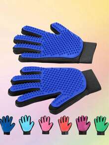 1PC Cat Grooming Gloves, Rubber Pet Cleaning Brush To Remove Floating Hair, Pet Grooming Gloves, Cat And Dog Bath Supplies - Blue - View 5
