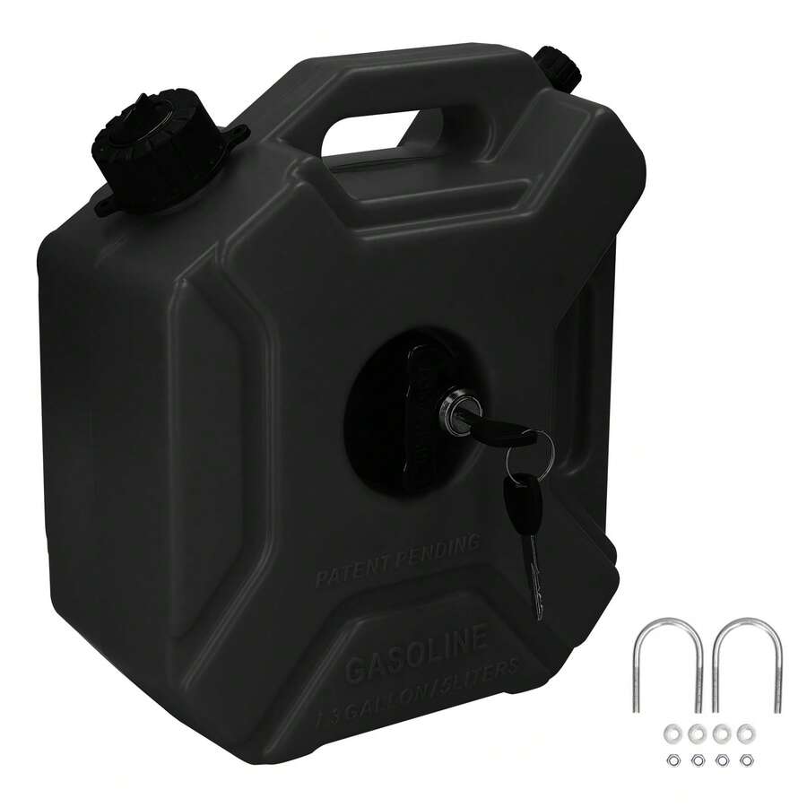 1.3 Gallon Fuel Tanks 5L Portable Gasoline Diesels Containers Anti-Static Backup Petrol Storage Tanks with Lock & Key for Car Motorcycle Truck SUV ATV Off-Road Vehicle - negro - Ver 1