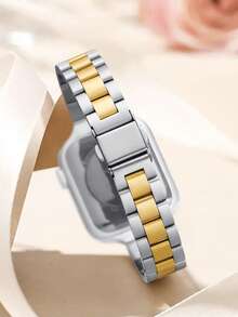 14mm Elegant Narrow Silver & Gold Metal Band Compatible With Apple Watch Ultra 3/2/1, SE/S10/S9/S8/S7/S5/S4/S3, 38/40/41mm, 44/45/46/49mm, Removable Gold Chain Strap, Ideal Gift For Young Women On New Year, Valentine's Day - Multicolor - View 2