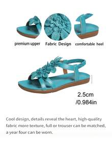 Women's Elegant Sandals, Floral Decor In Cooling Color Tones, Fairy-Tale Summer Style, Open Toe Design, Fabric Upper And Lining, Non-Slip Outsole, Microfiber Insole - Lightweight,Beach Outfits - Mint Green - View 8