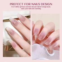 SAVILAND Builder Gels Nail Kit - 60g Nude Pink Nail Extension Gel Set Nail Strengthen Hard Gel Nail Art Manicure Set With 10pcs Acrylic Nail Brush &Amp; 100pcs Nail Forms For Beginners - ColorB - 查看 5