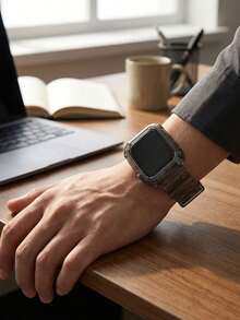 1PC Unisex Sport & Fashion Black Silicone Watch Strap With Watch Case Compatible With IWatch 38mm 40mm 41mm 42mm 44mm 45mm 46mm 49mm,Men Women Simple Transparent Silicone Watch Band Compatible With Apple Watch Series Ultra 3/2/1 11 10 9 8 7 SE3 6 5 4 3 2 1 - Black - View 7