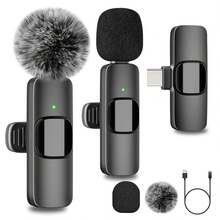Portable Mini Wireless Lavalier Microphone, Wireless Recording Microphone Compatible With Iphone & TypeC Plug-Play,Lapel Mic For Video Recording,Teaching, Interviews,Podcast,2.4G Ultra-Low Delay Built-In Noise Reduction Chip Mic For Vlog(50mAh Rechargeable Battery)