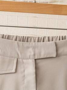 Pretty and Ole Plus Size Versatile Solid High Waisted Straight Leg Slimming Dress Pants Graduation,Back To School,Teacher Outfits For Women Winter Fall Autumn - Khaki - View 6