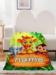 1 件个性化毯子，森林动物图案设计 - 轻盈法兰绒床上用品，适用于沙发、床、旅行、露营、客厅、办公室和椅子 - 采用柔软保暖的数码印花法兰绒面料制成。