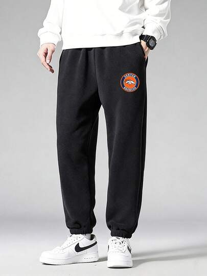 Men's Denver Broncos Logo Polyester Joggers Sweatpants Sports Pants