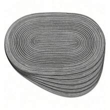 12x18 Inch Oval Cotton Woven Placemat, Oval Dining Table Cloth, Natural Woven Heat-Resistant Placemat, Suitable For Family Gatherings, Weddings, Parties (Gray) - Grey - View 5