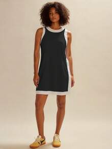 Women's Color Block 2 Piece Set Casual Short Sleeve Pullover Top Matching Shorts With Pockets - màu đen - Xem 6