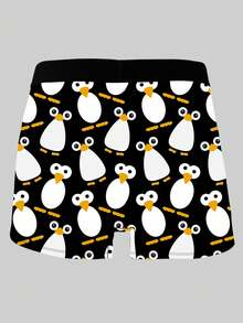 1 包新奇男士短裤，可爱企鹅图案印花男士平角内裤，俏皮动物图案印花男士短裤，针织面料，透气吸汗，柔软亲肤，俏皮可爱，适合休闲居家穿着的男士平角内裤。 - 彩色 - 查看 4