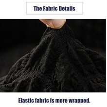 Modern Style Polyester Fiber Solid Color Bubble Gauze Simple Style Elastic All-Inclusive Lace Design Sofa Cover, All Seasons Scratch Resistant Elastic Living Room Sofa Cover Pet Anti-Dirty Universal Sofa Protector Home Decoration - 黑色 - 查看 4