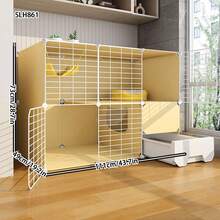 Easy Installation Small Cat Cage With Litter Box, Indoor Cat Villa For Living Room Home Use - Multicolor - View 12