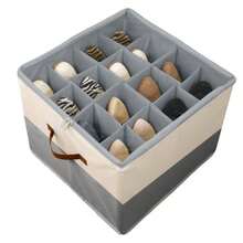 Shoe Storage Box Organizer Fits 16 Pairs Large Shoe Box Container With Adjustable Dividers Foldable Space Saving Shoes Holder - Griege - View 1