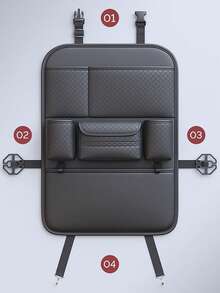 PU Leather Car Back Seat Organizer With Tissue Box Holder, Cup Holders, Hooks & Anti-Kick Mat - Multifunctional Backseat Storage Bag - Multicolor - View 11