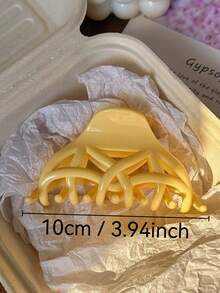 2个/1个女士黄色网状花朵发爪夹，时尚发饰，优雅简约纯色发爪，适合日常、休闲、派对、海滩、度假、发型设计、洗发、化妆、服装配饰，秋冬春夏皆宜 - 彩色 - 查看 3