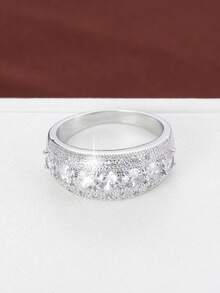 1pc Minimalist Geometric Big Polka Dot Design Cubic Zirconia Inlaid Fashion Ring For Women - Multicolor - View 17