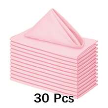 10/20/30pcs Solid Color Square Cloth Napkins, Polyester Napkins, Soft Washable Reusable 12/14/17/20 Inch, For Home, Hotel, Wedding, Party, Restaurant & Festive Celebrations - Baby Pink - View 9