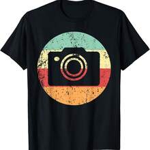 Photographer Vintage Camera Cool Retro 1970's Style Circle T-Shirt - 紅色 - 查看 1