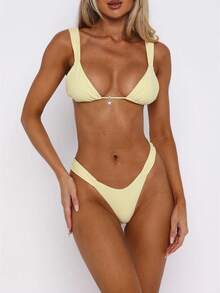 Bikini Sets For Women Two Piece Swimsuits String Triangle Bathing Suit Bottom Swimwear - Yellow - View 1
