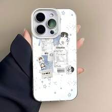Estuche para teléfono con patrón de gato y estrella compatible con  17,  16 Pro Max,  15 Pro Max,  13 y  12 Brinda protección contra golpes y caídas Un gran regalo para familiares, amigos, seres queridos, novios, novias y el Día de San Valentín - Blanco - Ver 1
