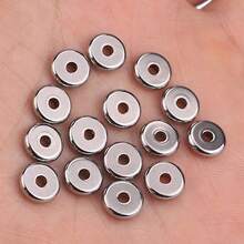 20pcs 304 Stainless Steel 18K Gold-Plated Multi-Size Spacer Beads Wheel Beads DIY Charm Jewellery Necklace Bracelet Making Accessories Women's Stainless Steel Jewellery Beads Handmade Components - Silver - View 4