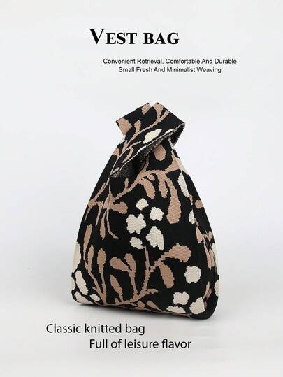 1pc Cartoon Cat Pattern Crochet Breathable Lightweight Foldable Tote Bag, Versatile For Handbag, Cosmetic Bag, Book Bag, Casual, Fashion, Daily, Vacation, Commute, Shopping, Photo Shoot, Outdoor, Camping, Hiking, Back To School, Travel, Holiday, Student, Mother's Gift, All Season