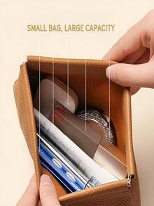 1PC Self-Closing Long Wallet, Simple Style Leather Purse For Women, Passport Driver's License ID Document Holder, Earphone Data Cable Cash Cosmetic Storage Bag, Mini Travel Wallet Phone Pouch, Business Casual Travel Essentials Vacation Summer Holiday Back To School Accessories - Multicolor - View 7
