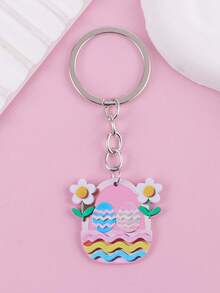 1个卡通复活节彩蛋兔子钥匙扣，百搭时尚配饰，复活节送给朋友的时尚礼物 - 彩色 - 查看 3