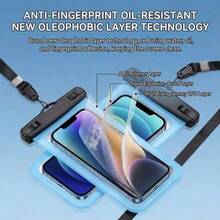 2PCS Blue & Pink Waterproof Phone Pouch, Touchscreen Camera Storage Hanging Bag, Waterproof Jacket For Water Sports, Extra Waterproof Phone Case, Summer Vacation Beach Travel Swimming Pool Sports Bag, Sports & Fitness Travel Bag, Unisex Travel Essential Durable Swimming Bag, Beach & Swimming Bag - 藍色+粉紅色 - 查看 6