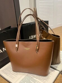 Nuova borsa a tracolla casual versatile di grande capacità da donna per il pendolarismo - Castano - Visualizzare 6