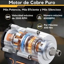 Llave Impacto Inalámbrica  20V 600Nm 2 Baterías 4.0Ah - Naranja - Ver 2