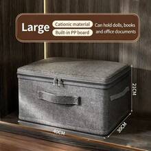 1pc Zippered Storage Box, 42L Foldable Linen Fabric Organizer Bin, Breathable Material, Suitable For Wardrobe, Closet, Toys, Blankets, Washable (Extra Large 45 * 35 * 26cm) - Dark Grey - View 13
