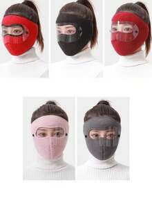 2个装防风保暖面罩，带可拆卸防雾透明遮阳板，尺寸可调节，是寒冷天气防护和耳朵保护的理想之选——非常适合骑行和户外活动 - 彩色 - 查看 8