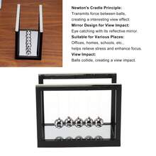 Stainless Steel Newton Cradle Balance Balls With Mirror Base For Stress Relief, Desktop Toy, Physical Science Decoration For Home, Office And Desk. - màu đen - Xem 4
