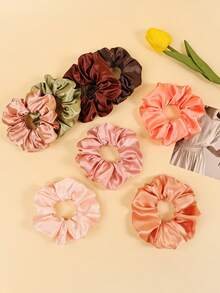 8个蓝色缎面发圈，光滑百搭，优雅复古发绳，适合女性 - 彩色 - 查看 5