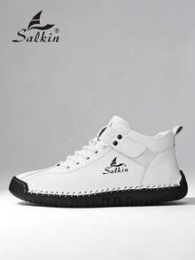 Salkin Nuevas botas hechas a mano para hombres con banda elástica y diseño de cuello de tobillo conveniente. Zapatos deportivos de diseñador, zapatos casuales para exteriores con sensación de alta gama asequible, adecuados para el transporte diario, zapatos antideslizante y resistentes al desgaste, suaves y cómodos, transpirables, para primavera/otoño, tallas grandes. Por favor, pida un tamaño talla grande grande, ya que son pequeños.