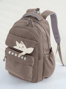 1 PC Brown Solid Color Animal Portable Travel Versatile Commuting Backpack,Multifunctional And Large Capacity Fashionable And Casual Large Capacity Portable Zipper School Bags,Travel Storage Stationery Storage,Vacation Essentials Satchel, Suitable For Earphones, Chargers, Lipstick, Cosmetics, Perfume, Skin Care And Beauty Products, Nurses, Students, Keys, Holiday Gifts - màu nâu - Xem 7