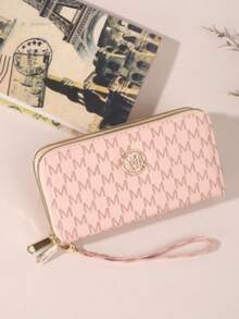 新款女士钱包，简约时尚多功能M元素卡包零钱包 - 粉色 - 查看 3