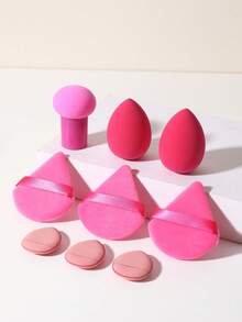 9pcs Makeup Sponge Set, Including: 3pcs Triangle Powder Puff + 2pcs Makeup Sponge + 3pcs Mini Air Cushion Puff + 1pc Makeup Powder Puff