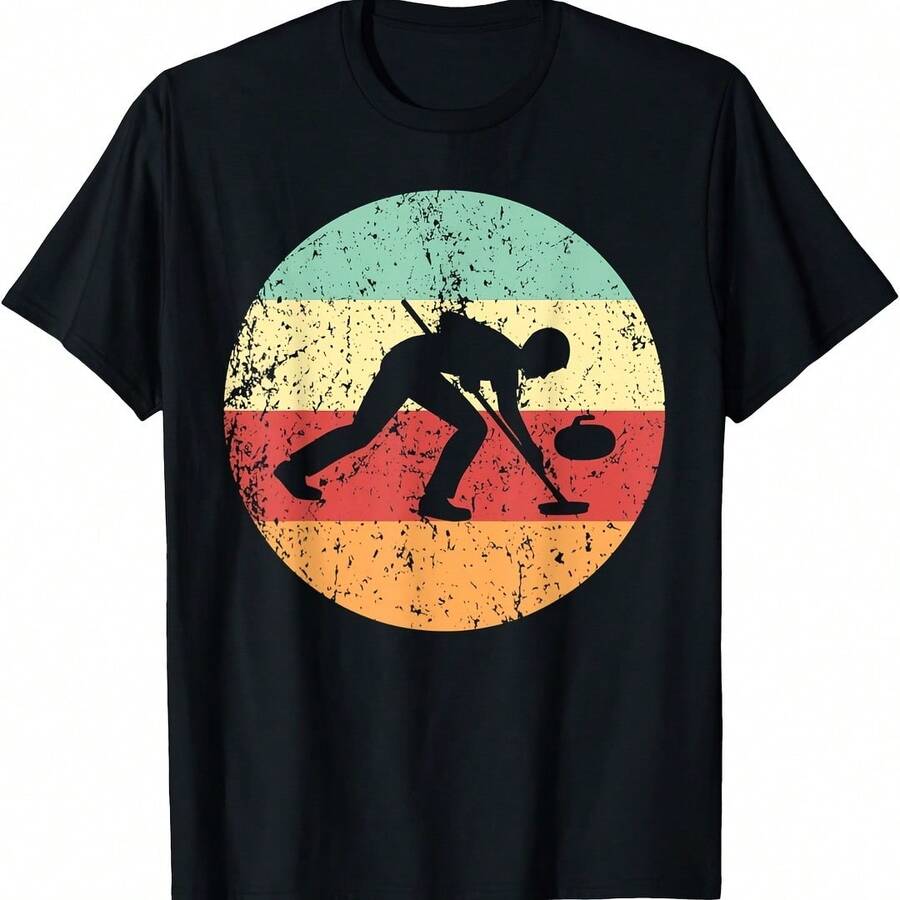 Curling Vintage Curler Cool Retro 1970's Style Circle T-Shirt - 黃色 - 查看 1