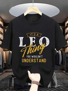 Leo Zodiac Graphic T-Shirt - Bold Leo Thing Saying Tee In Black With Golden Lettering - Moisture-Wicking Shirt For Leo Astrology Fans - Machine Washable Casual Everyday & Birthday Outfit, Party Attire, Classic Fit Tee, Comfortable Wear, Beach Attire, Retro Design, Breathable Material, Short Sleeve Top - màu đen - Xem 6