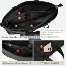 NEWHEY Men's Business Backpack, Large Capacity 15.6 Inch Laptop Pocket, Fits A4 & B4 Size, Dual Shoulder Design, Job Interview Bag, Genuine Leather, Water-Resistant, Commuter & Travel Bag - Multicolor - View 8